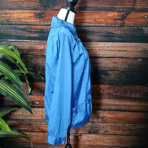 Zenergy Chicos Jacket Size 2 Large Full Zip Mock Hood Lightweight Blue Pockets - Picture 4 of 9